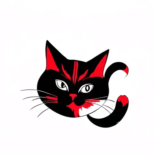 Black With Red Accents Cat
