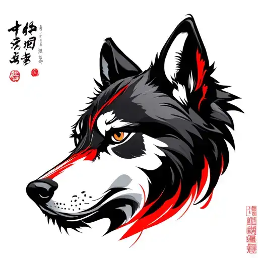 Black With Red Accents Wolf