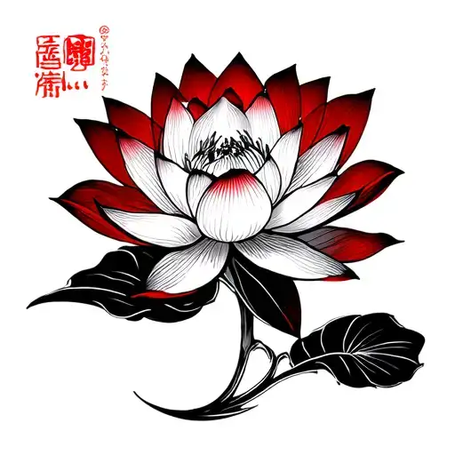 Lotus Flower Black With Red Accents