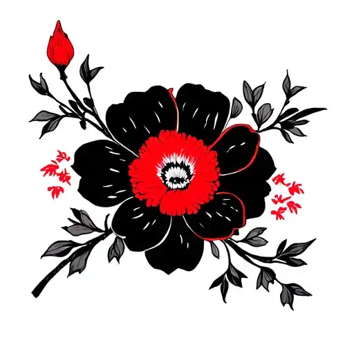 Flower With Black Overall And Red Accents
