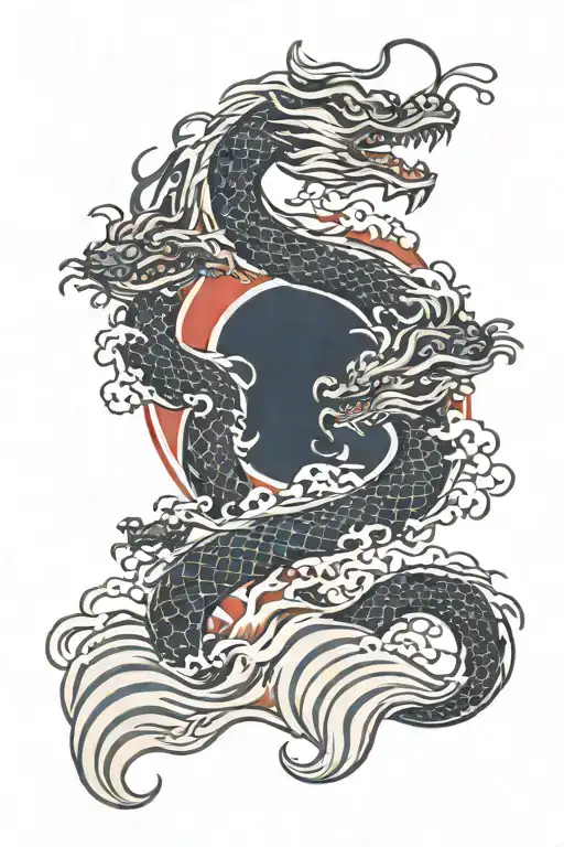 Dragon And Water Waves