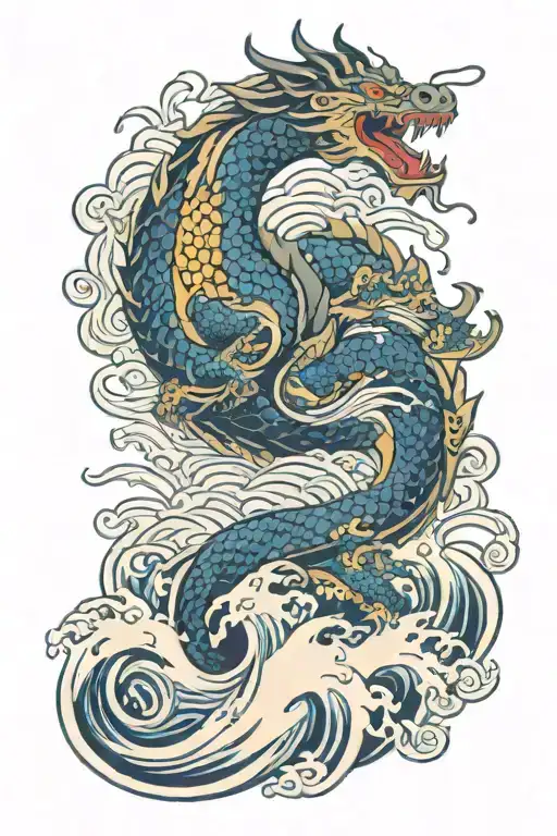 Dragon And Water Waves