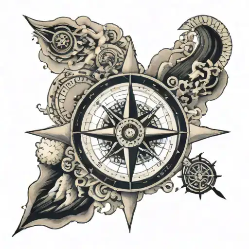 Compass Surrounded By Various