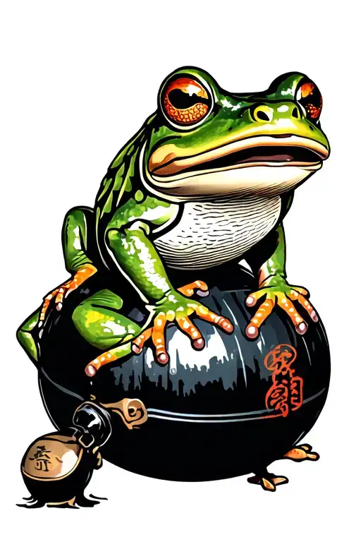 Japanese Frog Sitting On Bomb