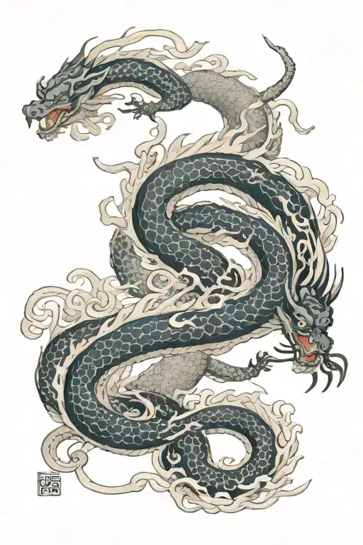Japanese Dragon Entwined