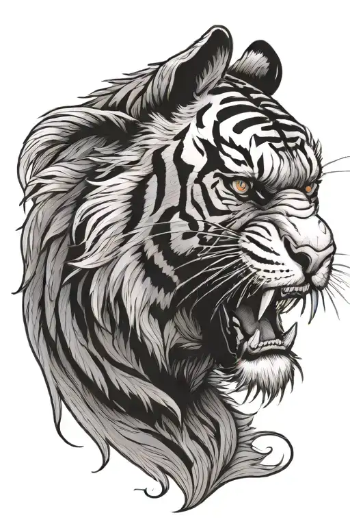 Growling Tiger Face Profile