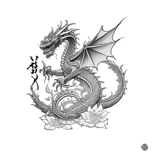 Dragon With Sakura