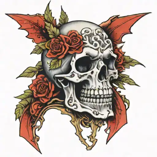 Vikink Skull With With Thorns On Leg