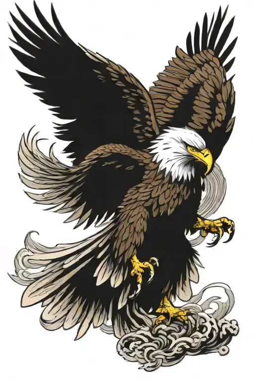 American Eagle Soaring While It's Holding A Sword And Shield In Its Talons