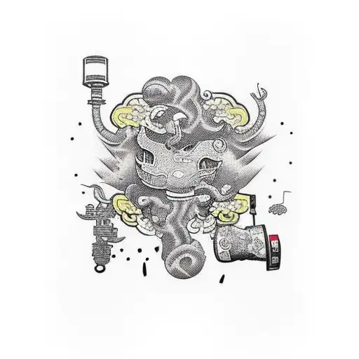 Spray In A Hip Hop Style With Hands Eyes And Mouth