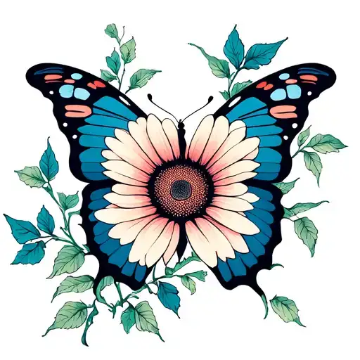 Butterfly Sunflower Vine Intertwined