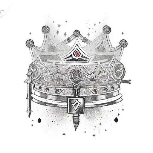King's Crown With Ace Of Spades And Sword Going Through Crown