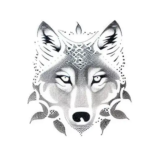 A Dotwork Tattoo Of A Wolf Silhouette Surrounded By Jiu Jitsu Grappling Positions