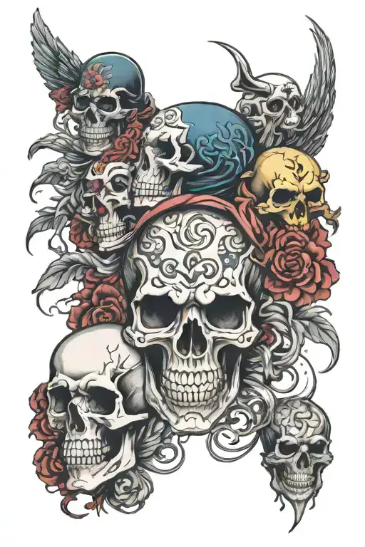 10 Different Mash Skull Head Designs For Full Back