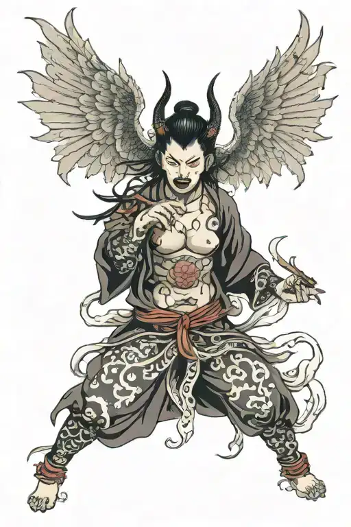 Dark Japanese Female Demon Half Angel Trauma