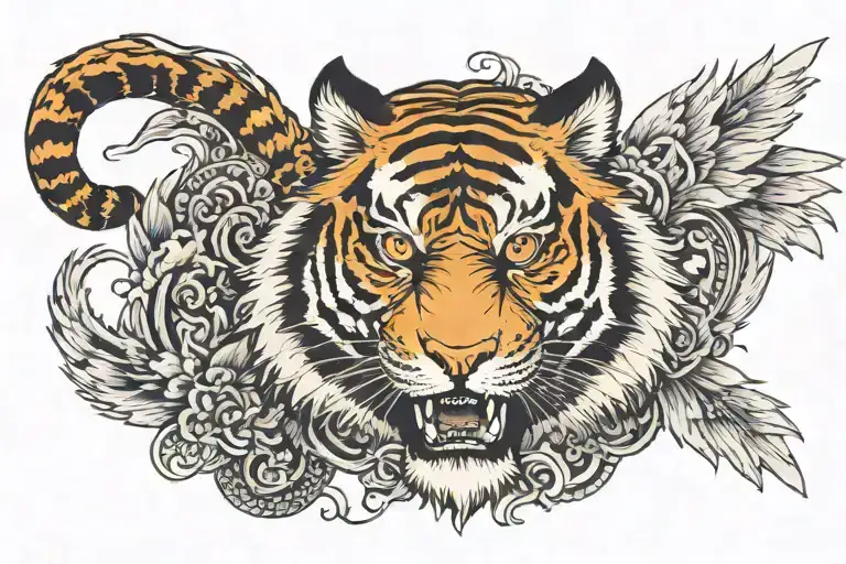 Tiger Head With Wings