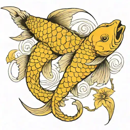 Japanese Carp And Crawling Scorpion