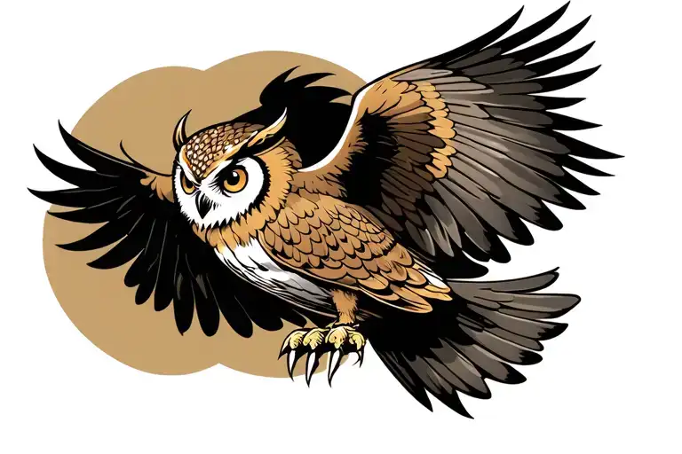 Japanese Owl Flying With Claws Extended