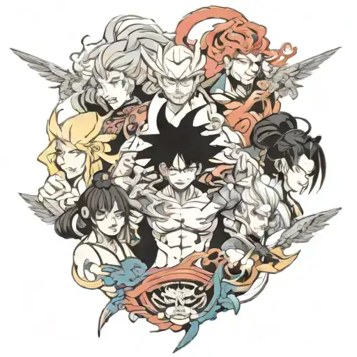 A Group Of Anime Characters From Different Games Coming Together To Defeat A Common Enemy