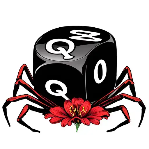 Red Spider Lily Behind With The Big Dice With A Q In The Middle