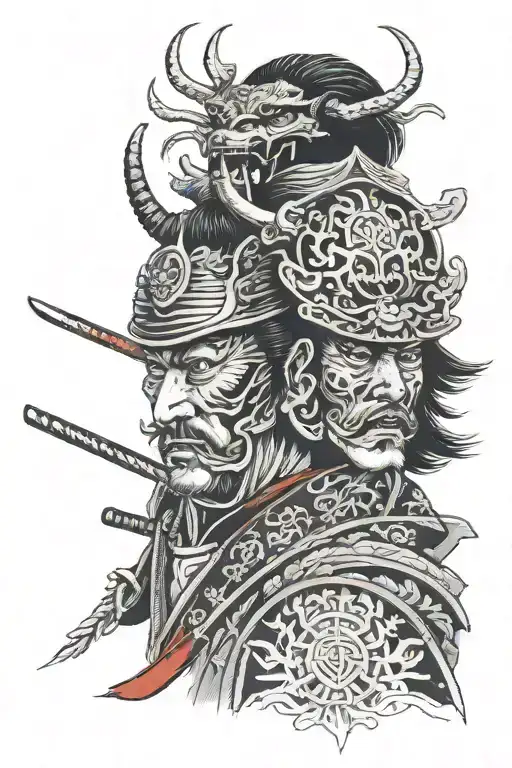 Japanes Samurai Whit His Eyes In Blood And A Third Eye On His Forehead