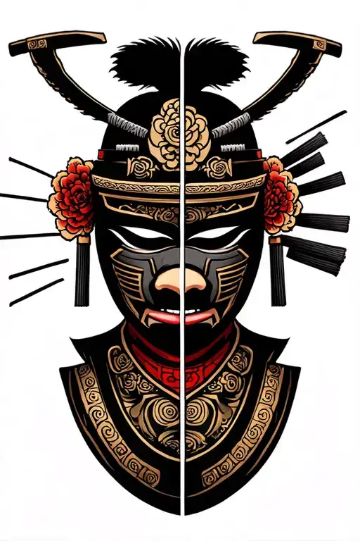 Samurai Half Mask Split In Half