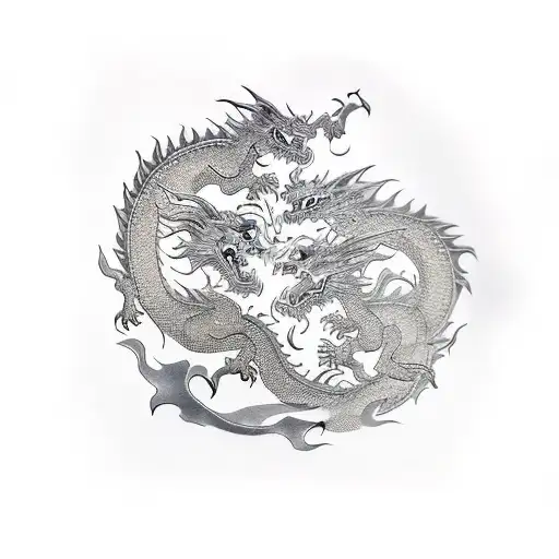 Foo Dog And Dragon Fighting