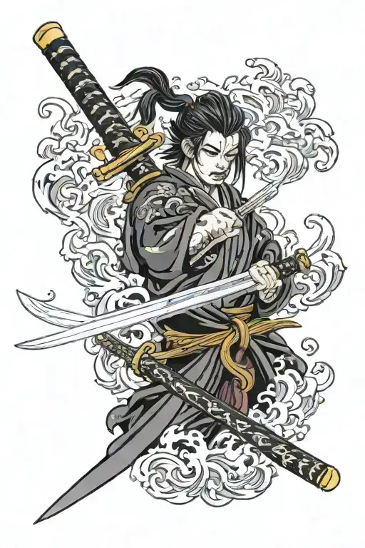 Katana With Black Flames