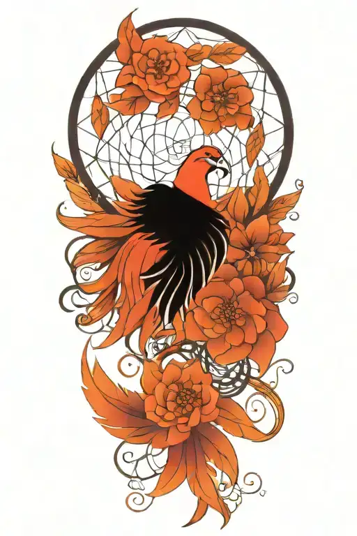 Dream Catcher Phoenix Flowers Intertwined Infinity Symbols