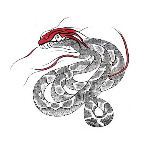 Snake Surrounded By Red Spider Lily