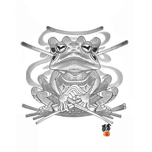 Samurai Frog With Fire