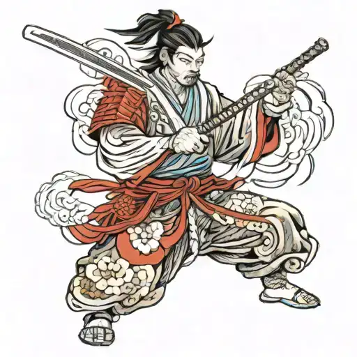 Samurai Warrior Holding A Katana Sword