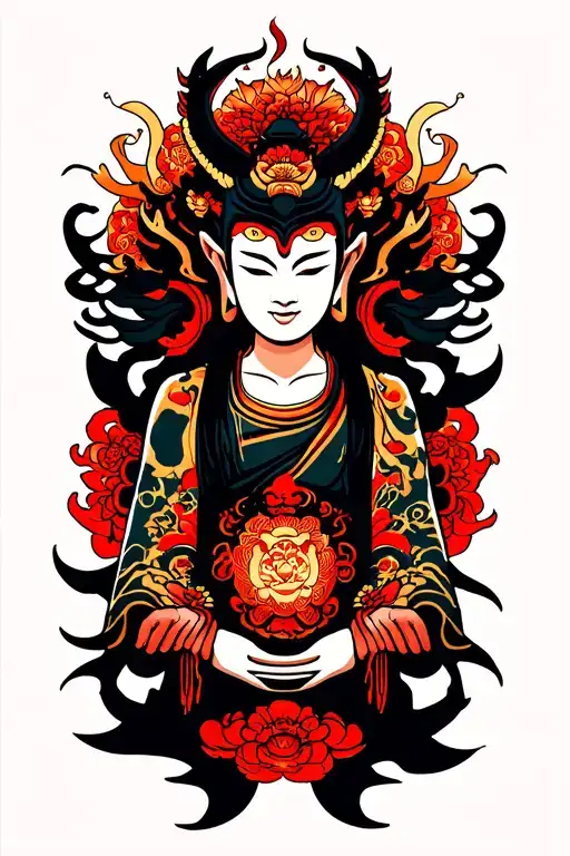 Oni Hands And Buddhist Symbol