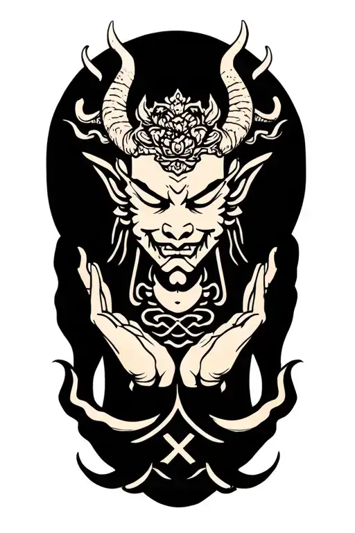 Demon Hands Holding A Buddhist Symbol