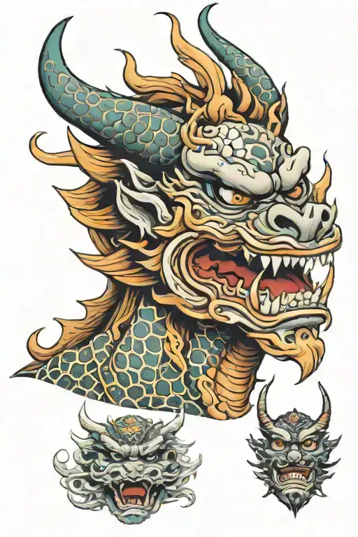 Dragon And Oni Mask