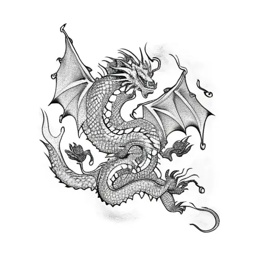 Dragon With Flowers
