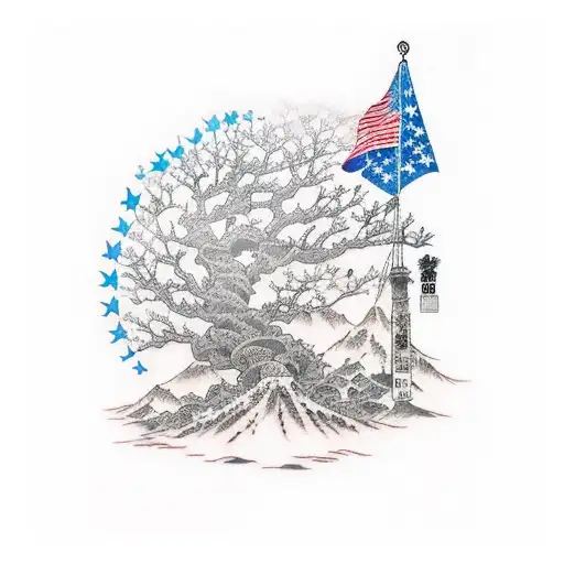 American Flag Tree Of Liberty