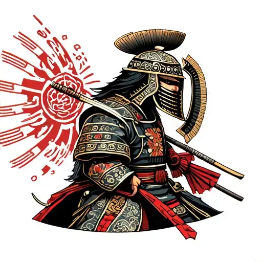 Samurai Soldier With Kabuto Helmet
