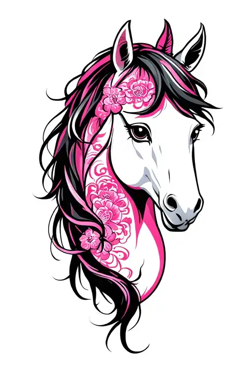 Pink Pony Profile Outline Tatto
