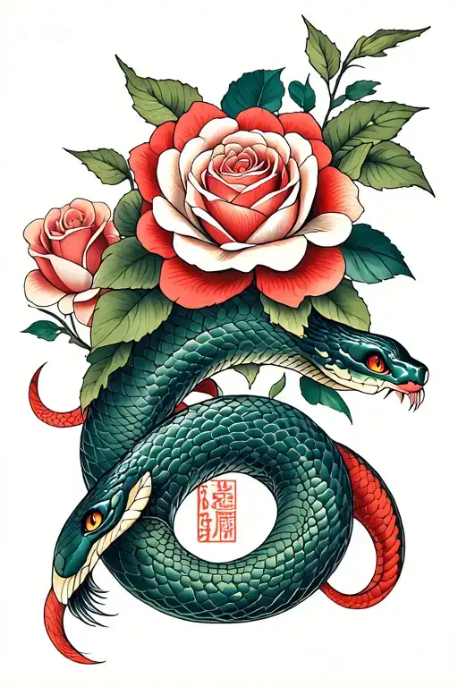 Snake And Roses
