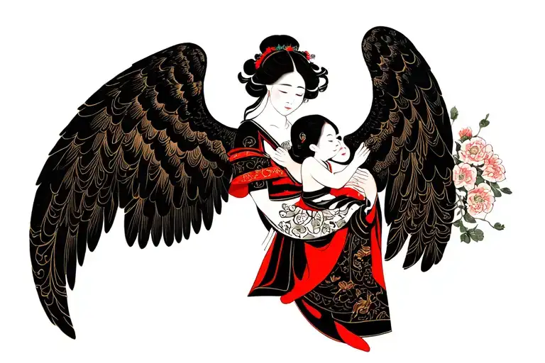 Guardian Angel Woman With Child