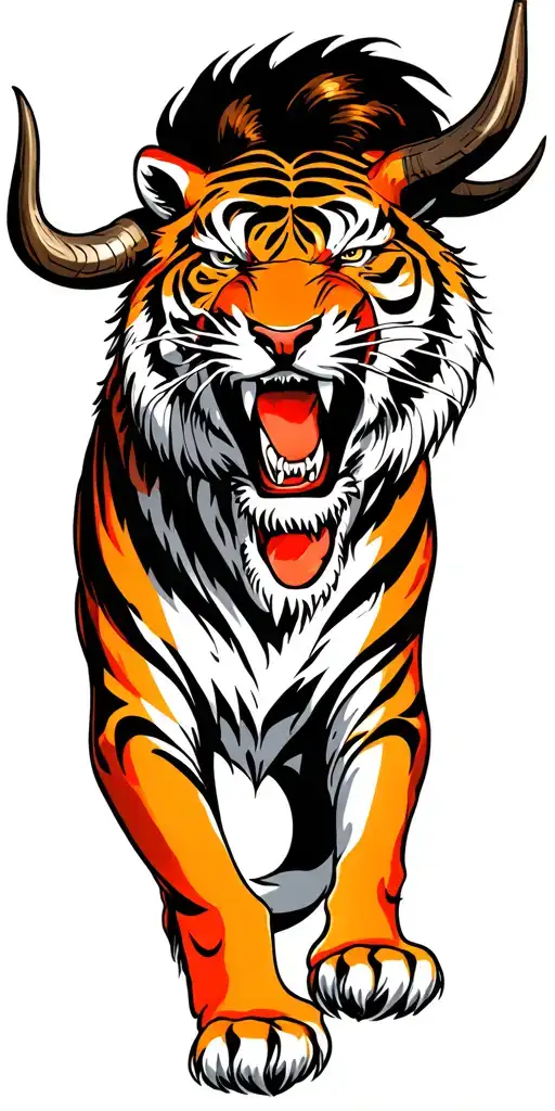 Angry Tiger With Ox Horns