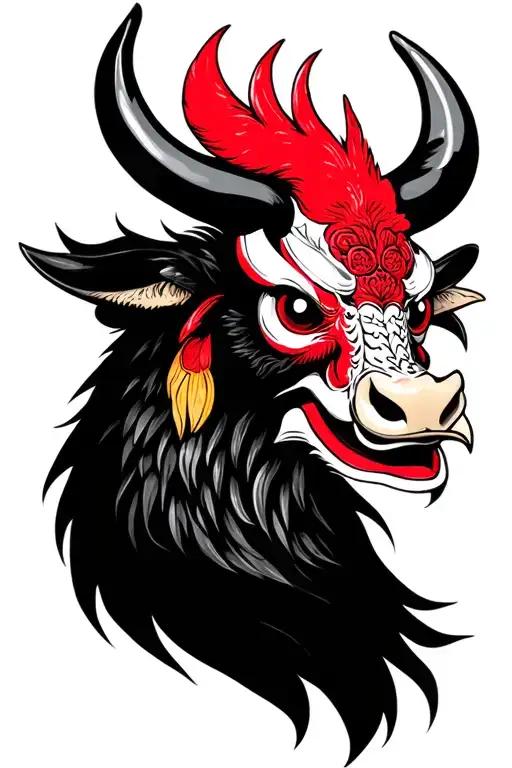 Rooster And Ox Oni Mask