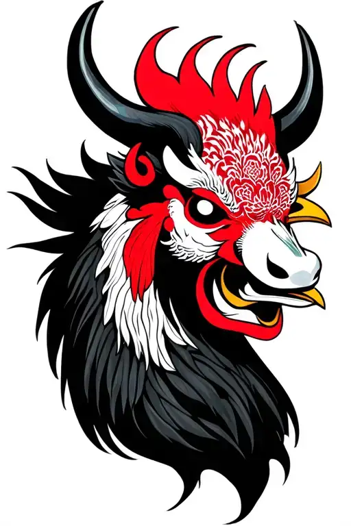 Rooster And Ox Oni Mask