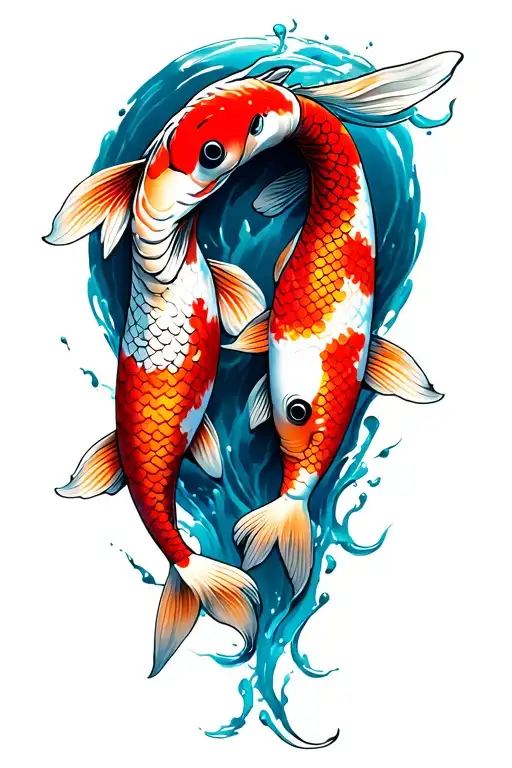 2 Koi Fish Swimming Upstream