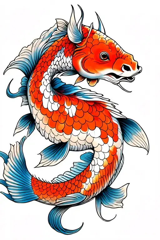Ox Koi Fish Transforming