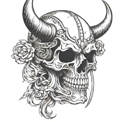 Viking Skull With Cuts And Damage