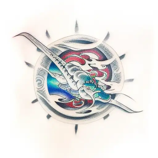 R34 In Front Of Rising Sun