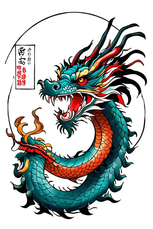 Japanese Dragon With Samurai