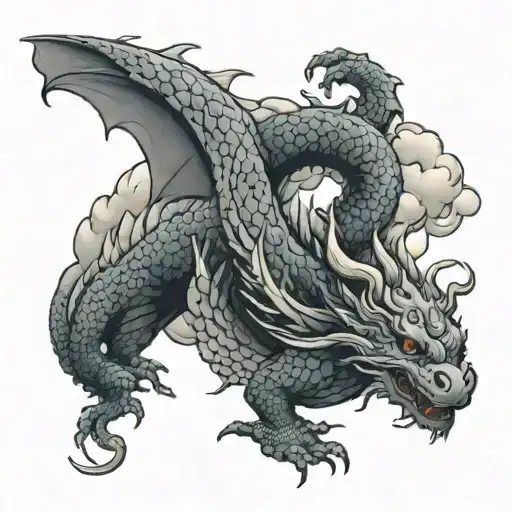 Cloud Pattern And Dragons Themed Sleeve